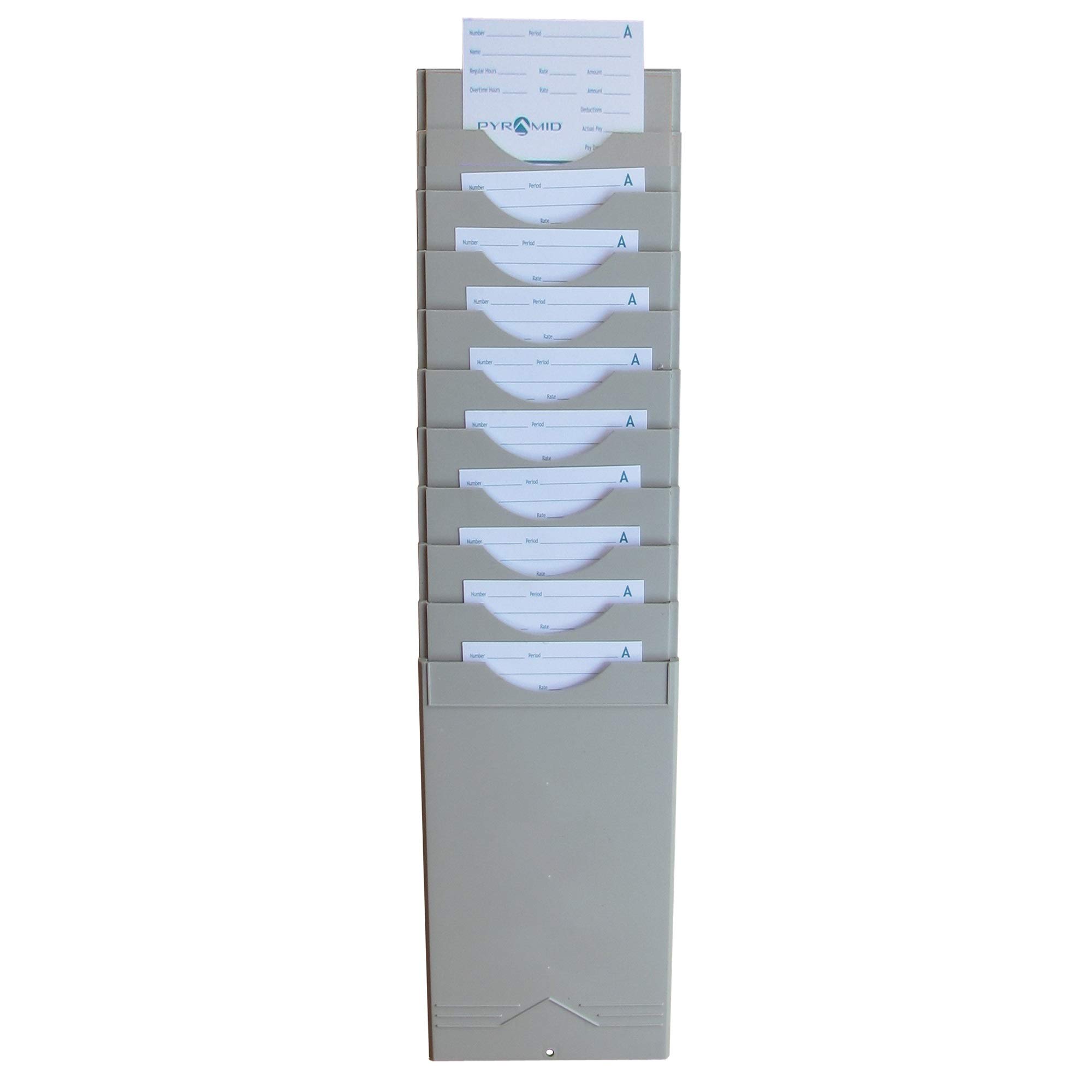 Pyramid Time Systems 400-10 Time Card Rack, 10 Pockets, Easily expands to Hold up to 10 time Cards, Constructed of Lightweight, Durable Plastic, Includes self-Adhesive Number Labels, Putty