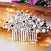 EVER FAITH Wedding Hair Comb Blue Crystal Simulated Pearl Flower Leaf Vine Bridal Hair Accessories for Bride