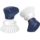 ROSEOK Dish Scrub Brush, Palm Brush, Kitchen Brush, Nylon Bristles | Self-Standing Dish Scrubber with Ergonomic Grip for Cleaning Dishes, Non-Stick Pans and Sinks, Navy Blue, 2 Pack