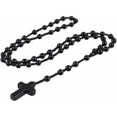 TUMBEELLUWA Cross Pendant Beaded Necklace for Men Women, Catholic Rosary Hand Knotted Necklace