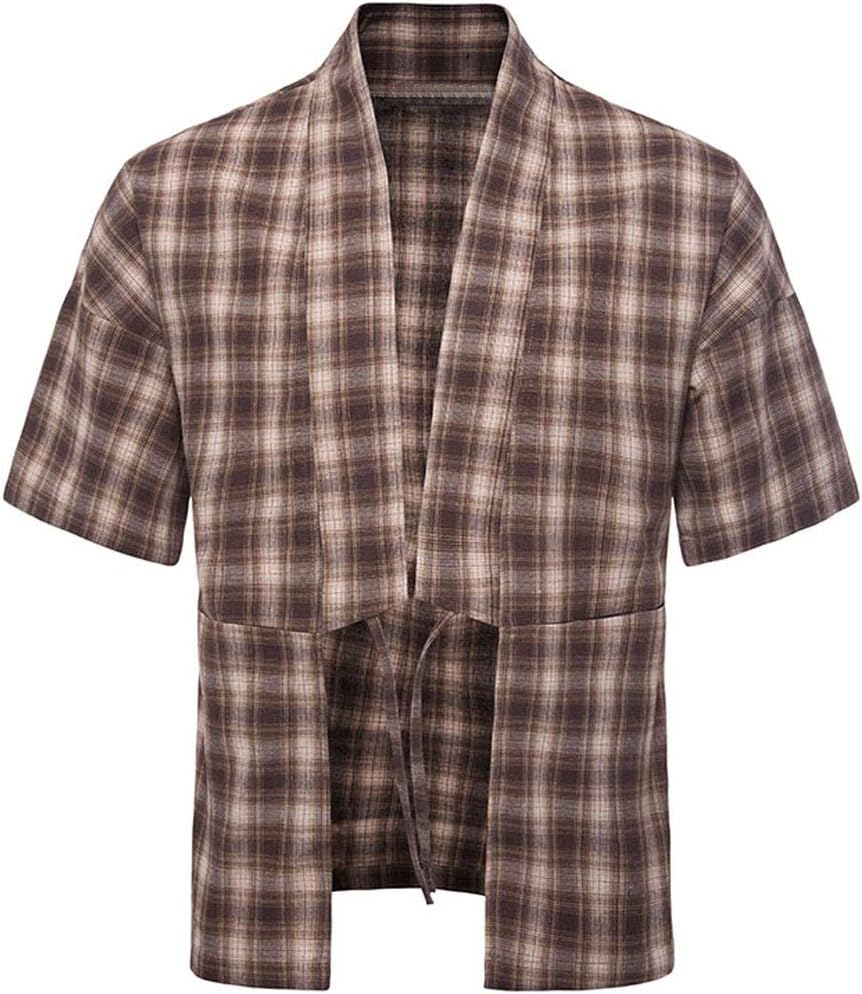 LEKODE Men Shirt Fashion Tee Cardigan Casual Short Sleeve Blouse