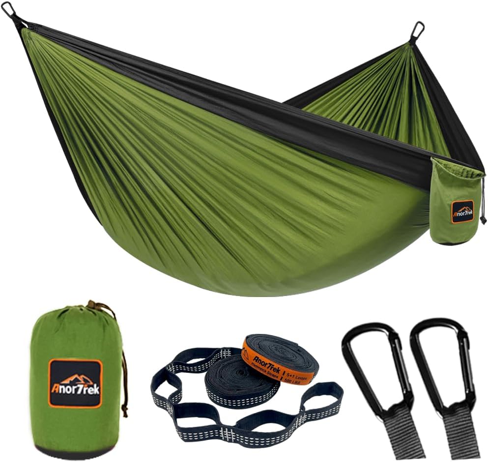 AnorTrek Camping Hammock Super Lightweight Parachute Nylon 500 lb