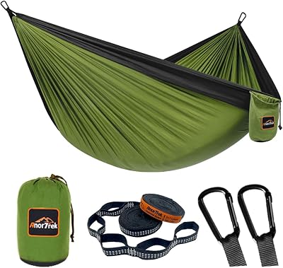 AnorTrek Camping Hammock Super Lightweight Parachute Nylon 500 lb