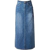 Women's Maxi Pencil Jean Skirt- High Waisted A-Line Long Denim Skirts for Ladies- Blue Jean Skirt