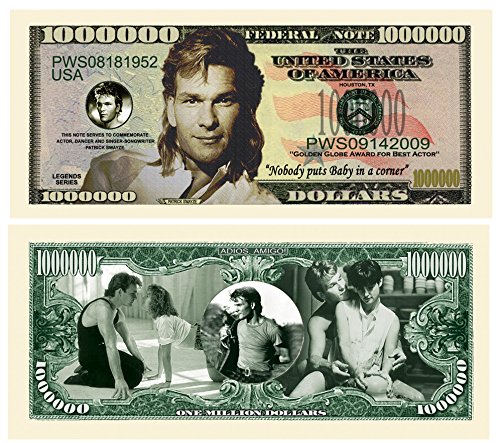 American Art Classics Pack of 5 - Patrick Swayze Million Dollar Bill - Best Gift for Fans of Patrick Swayze