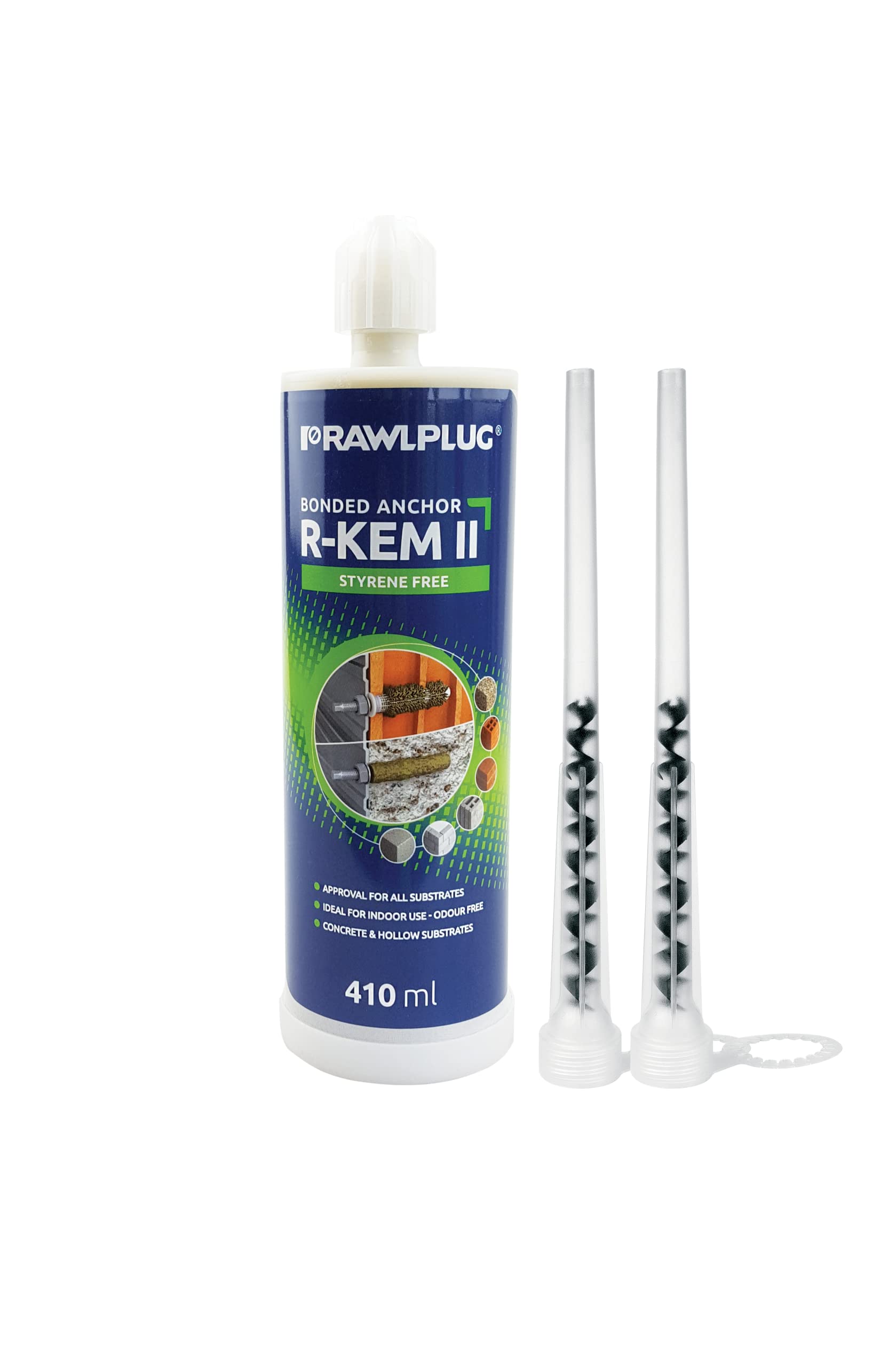 Rawlplug Polyester Resin, for Concrete | Strong Chemical Anchor with 2 Mixer Nozzles for Standard Cartridge Gun | Bonded Anchor Styrene Free for Multiple Use, 410ml