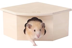 tafit Natural Wooden Hamster House Hideout Small Animals Habitat Exploring Toys for Dwarf Hamster, Syrian Hamster, Gerbils, Mice, Rats, Hedgehog, Lemmings (Tree Shape Hole)