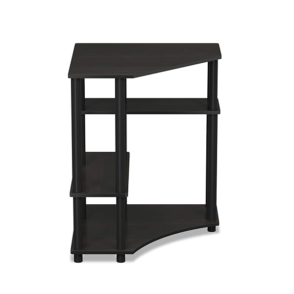 FURINNO TURN-N-TUBE DESK, GAMING DESK WITH SHELVES, CORNER COMPUTER DESK WITH SHELVES, OFFICE DESK, SPACE SAVING, FOR HOME OFFICE, BEDROOM, ESPRESSO