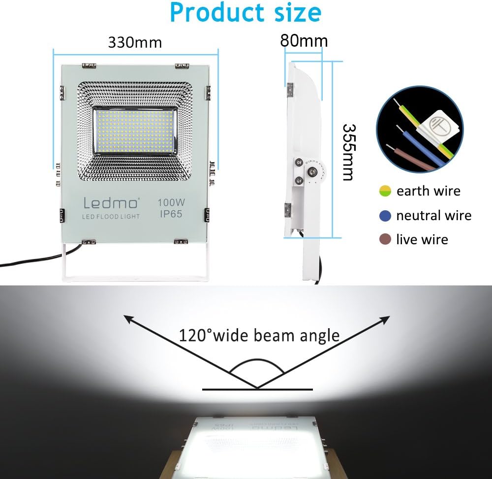 LEDMO Foco Led 100W 9900LM Focos Led Exterior SMD2835 IP65 ...