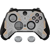 PlayVital Stellar Mecha Silicone Cover Skin for Xbox Elite Series 2 &amp; Elite Series 2 Core, Non-Slip Grip Protector for Xbox Elite 2 with Thumb Grips &amp; Stickers, Gray &amp; Black