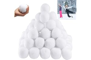 BUERKEO 32 Pack Indoor Snowballs Fight Set, Fake Snowballs for Kids Indoor, Artificial Snowballs Christmas Tree Decoration, Plush Snowball Fight Balls for Kids Adults Indoor and Outdoor Snow Fight Game