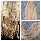 Moresoo 16 inch 20pcs/50g Two-tone Colored Hair Bleach Blonde(Color 613) Highlighted with Honey Blonde 100% Remy Human Hair Invisible Tape In Hair Extensions