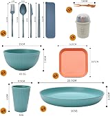 YEEBECA 67-Piece Unbreakable Dinnerware Set for 6 - BPA-Free Camping Tableware view 2