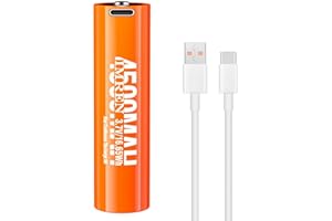 Imren 3.7V Button Top Battery,4500mAh Rechargeable Battery with USB-C Cable for Fenix USB-C Rechargeable LED Series Flashlights, Headlamps, Doorbells, RC Cars（1PCS）