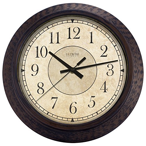 Lacrosse 404-2635 analog wall clock, 14", rustic brown