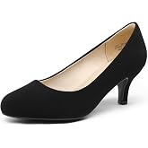 DREAM PAIRS Women's Comfortable Kitten Heels Pumps | 2.5" Heel, Classic Round Toe, Slip-on, Comfortable Latex Insole, Durable Slip-resistant Outsole
