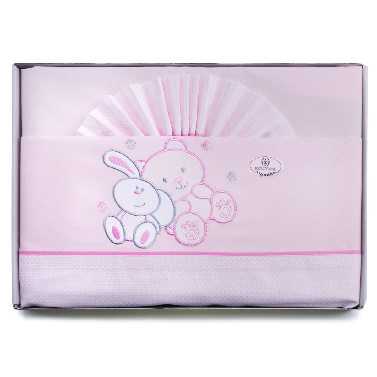 PEKITASBaby Bedding Set 3 Pieces for Cot 60 x 120 cm 100% Cotton Made in Portugal (Friends Pink Series)