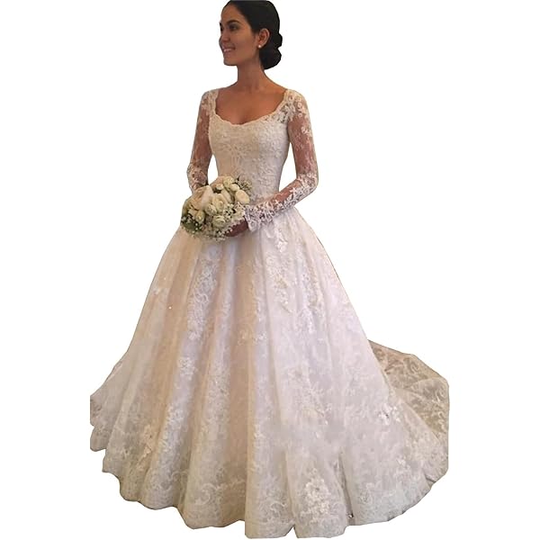 Beach Bridal Dresses A-line Lace Tulle Tea Length Wedding Gowns with  Sleeves Ivory 2 at Amazon Women's Clothing store