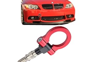 JGR Track Racing Style Tow Hook Towing Eye CNC Aluminum Screw On Front Rear Bumper Compatible with BMW 3 Series E36 E46 E90 E91 E92 E93 318 320 323 325 328 330 335 M3 1992 to 2012 Red