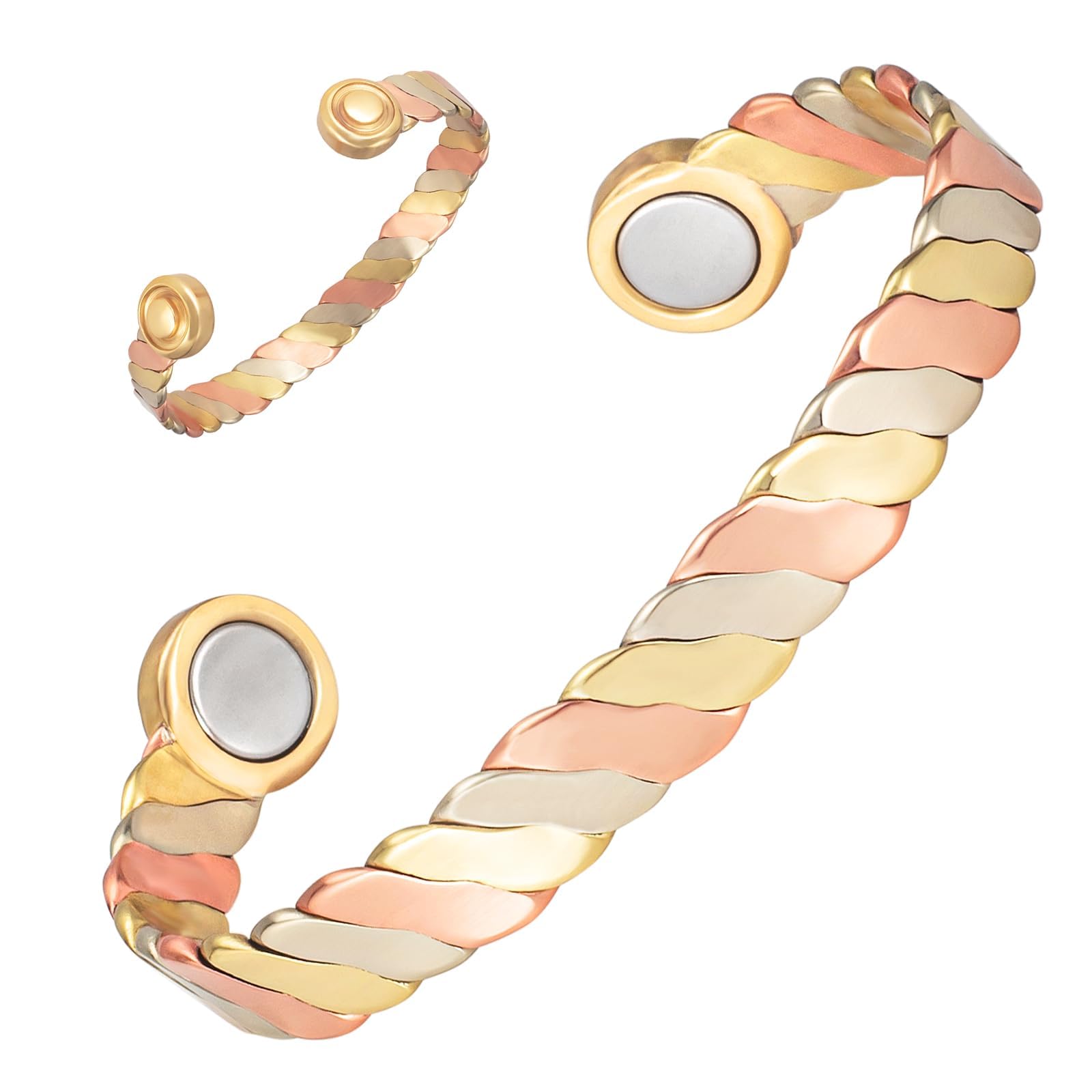 YINOX Super Magnetic Copper Bracelet for Women, Classic Indian Braided Copper Bracelet, Includes 2 Oversized NdFeB Magnets and Gift Box (6.5 Inches)