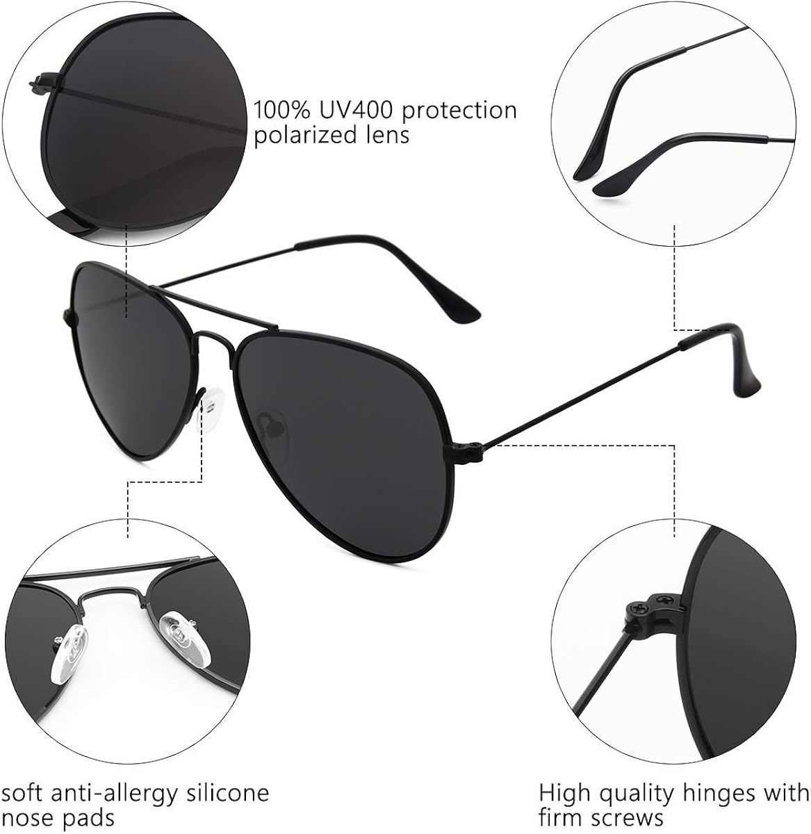 Livhò Sunglasses for Men Women Aviator Polarized Metal Mirror UV 400 Lens Protection: Shoes