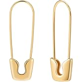 SANNYRA Safety Pin Earrings for Women, Gold Paperclip Earrings for Women Trendy, Minimalist Dangle Hoop Paper Clip Ear Hoop Studs Daily Jewelry