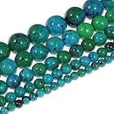 Natural Stone Beads 8mm Chrysocolla Beads Gemstone Round Loose Beads Crystal Energy Stone Healing Power for Jewelry Making DIY,1 Strand 19"