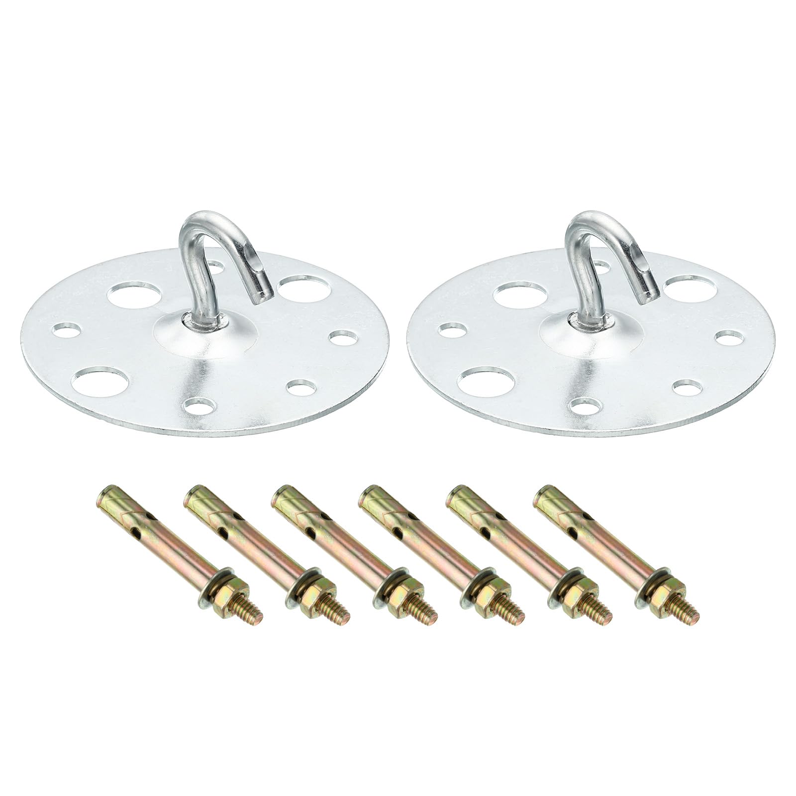 PATIKIL 212lbs 80mm Steel Ceiling Hooks, 2pcs Ceiling Fan Hook Pad Eyes Plate Wall Hanger Hardware with Mounting Screws for Hanging Lamp Plant Baskets