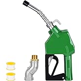 3/4" Green NPT Fuel Transfer Nozzle Kit, High Flow Auto Shut-Off Fuel Nozzle with 360&deg; Hose Swivel, Suitable for Diesel, Gasoline, Kerosene (13/16" Spout, 3 Gear Padlock, 16 GPM)
