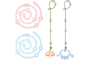 Baby Toy Safety Straps, Chrxbei 4pcs Silicone Pacifer Strap for Girls and Boys, Stroller Toys Holder for Baby Car Toy, Cribs, Rocking Chair, Bottles, Pacifers, Baby Accessories - Grey Green Blue Pink