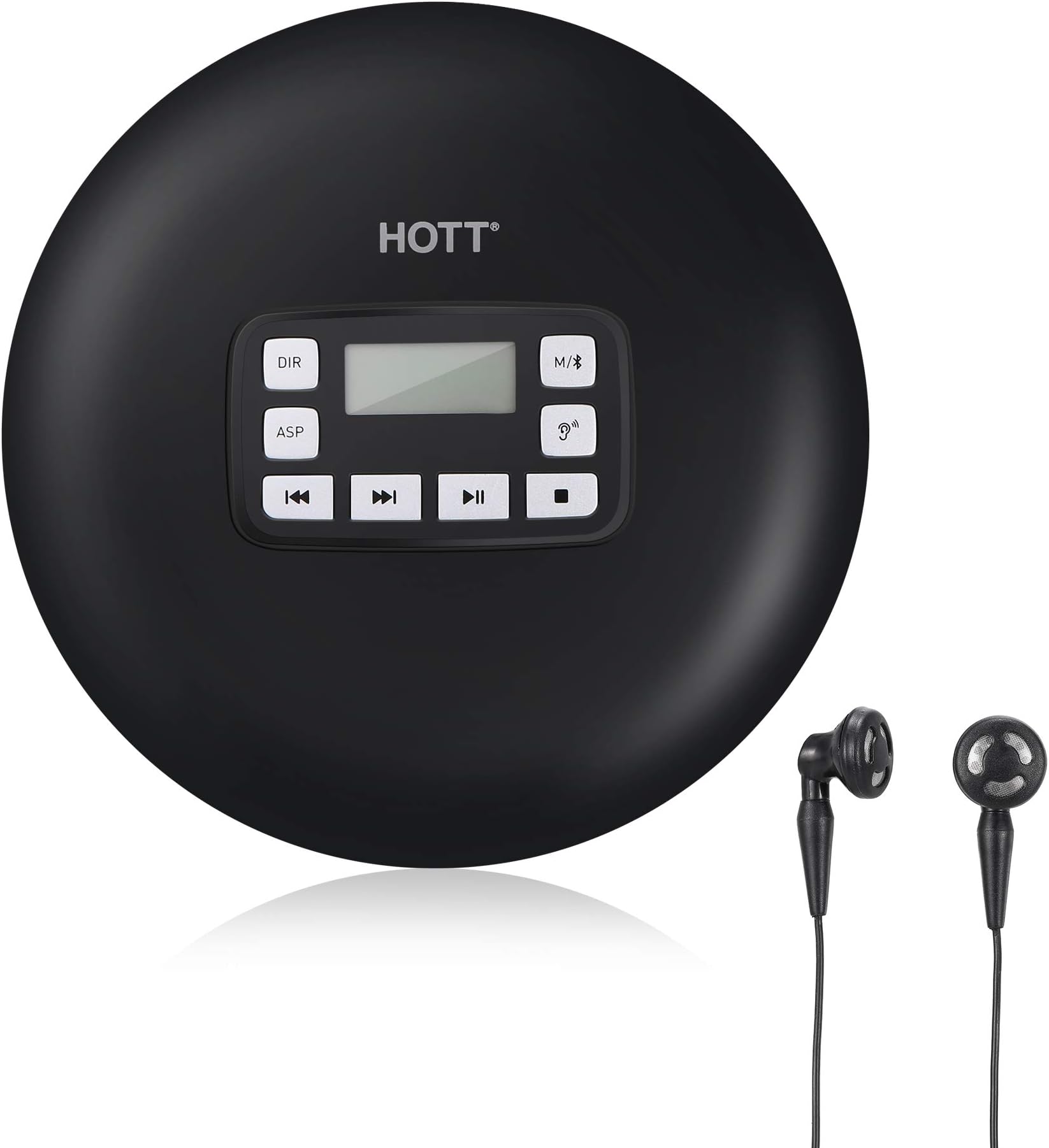 Bluetooth Portable CD Player, HOTT Compact Discman CD Player Walkman Music CD Player with Earbuds, USB Cable, LCD Display, Electronic Skip Protection and Anti-Shock Function - Black