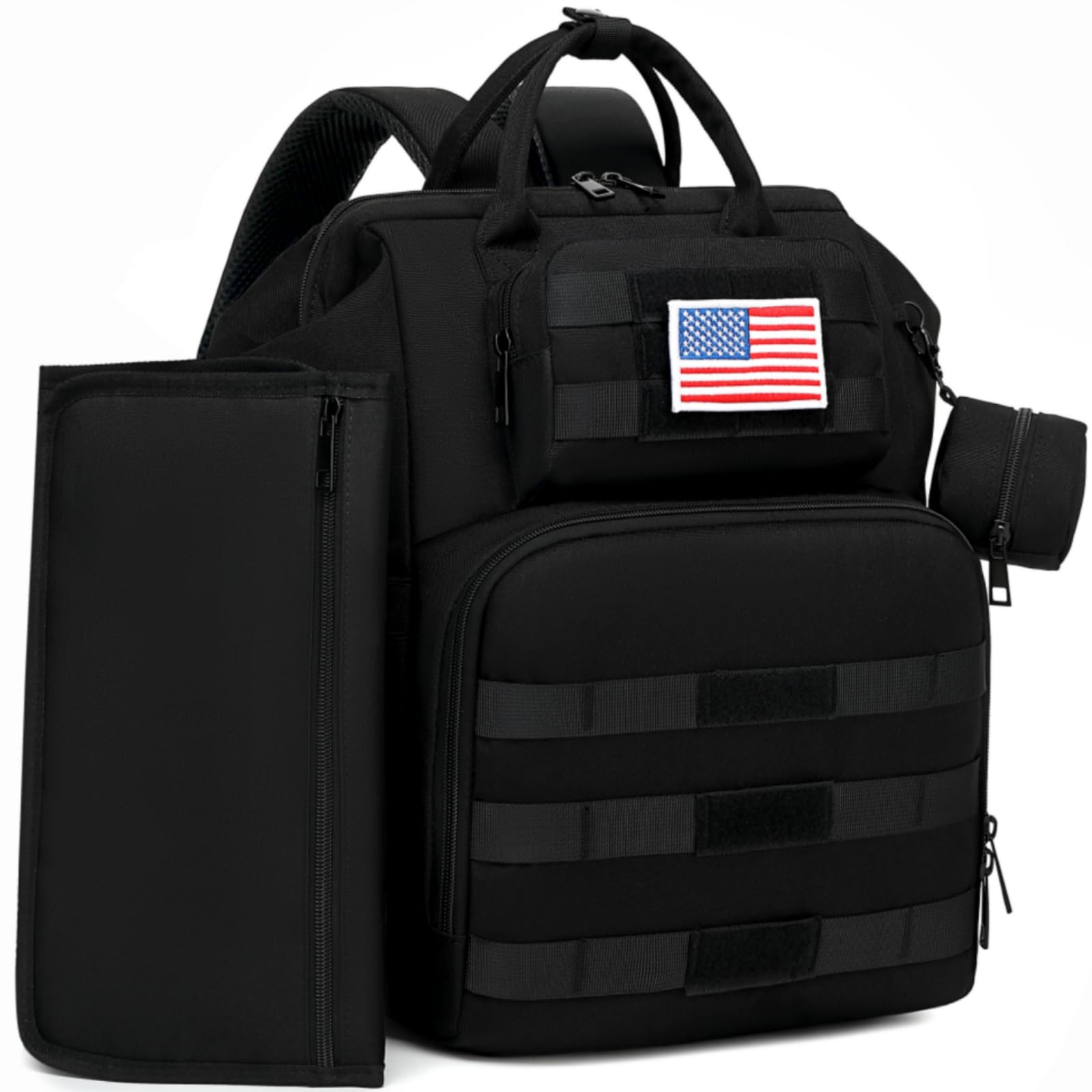 Photo 1 of ROSEGIN Diaper Bag Backpack for Dad and Men, Large Travel Baby Bag with Changing Pad, Pacifier Case, Removable Flag Patch - Baby Shower Gifts - Shadow Black