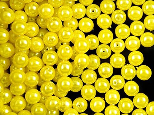 50pcs Czech Glass Pearl Beads ESTRELA Round 6 mm Yellow