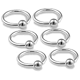 6pcs 16g Captive Bead Ring Cartilage Hoop Septum