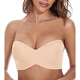 CHAOJIESI Strapless Bra for Women Plus Size Anti-Slip Multiway T-Shirt Bras with 1 Pairs Straps