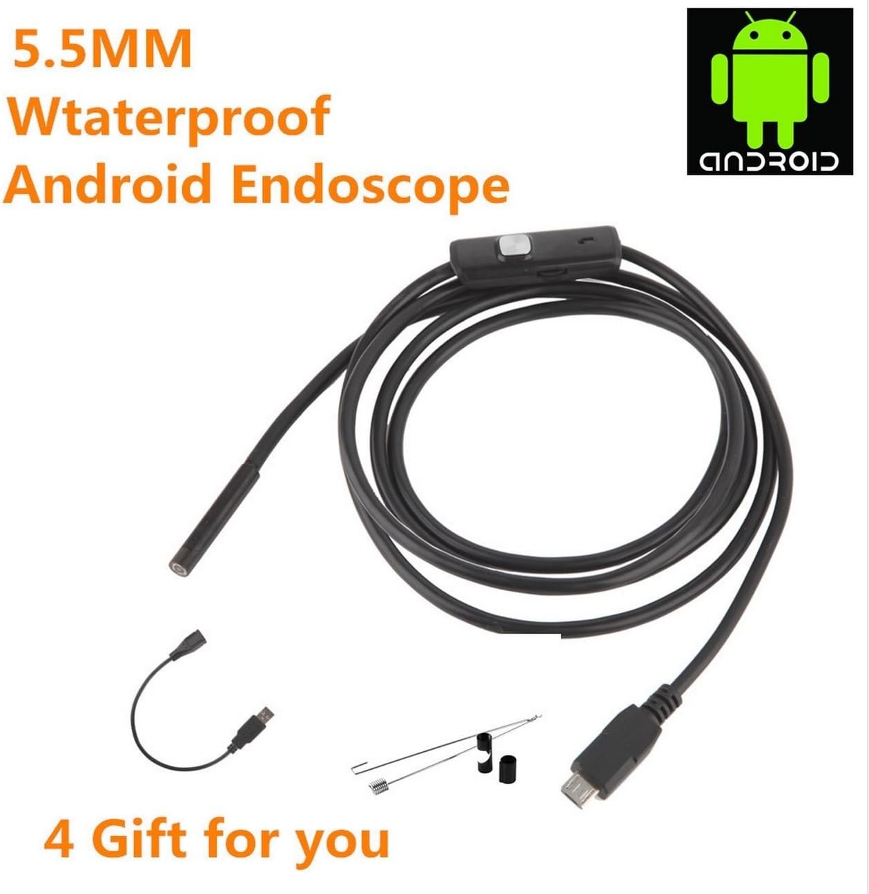 Yosoo 5.5mm Diameter 1/ 1.5/ 2/ 3.5/ 5M 6 LED Android OTG USB Endoscope Waterproof Snake Borescope Inspection Camera for Smartphone (5M)