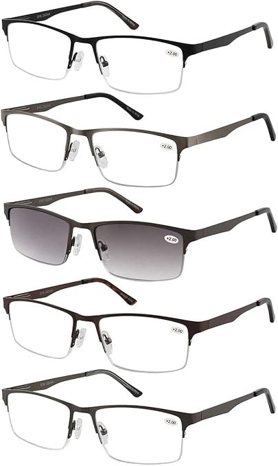 metal half frame reading glasses