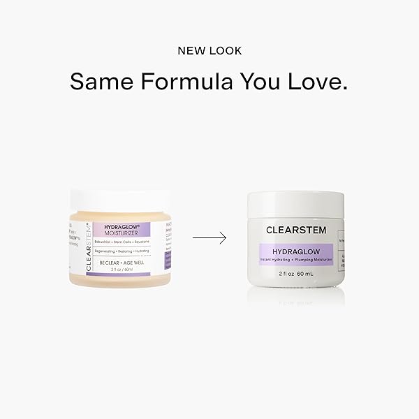 CLEARSTEM – HYDRAGLOW STEM CELL MOISTURIZER – BAKUCHIOL + SQUALENE – YOUTHFUL SKIN FACE MOISTURIZER – ALL SKIN TYPES – FACIAL SKIN CARE PRODUCTS – GLUTEN FREE, CRUELTY FREE – 2 FL OZ / 60ML