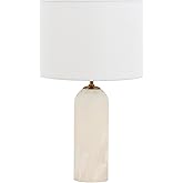 Beacon Lighting Firma 2 Light Table Lamp in Alabaster with White Linen Shade