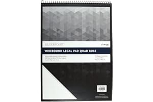 TOP FLIGHT Silverpoint Top Wire Pad, Heavy Back, Quadrille Rule, 8.5 x 11.75 Inches, 70 Sheets, Protective Cover, Blue/Black (51070)