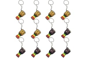 ZUYYON 12 Pcs Djembe Drum Keychain Mini Drum Pendant Key Ring Music Instrument Hanging Ornament Djembe Percussion Key Chain Pendant for Teens Men Women