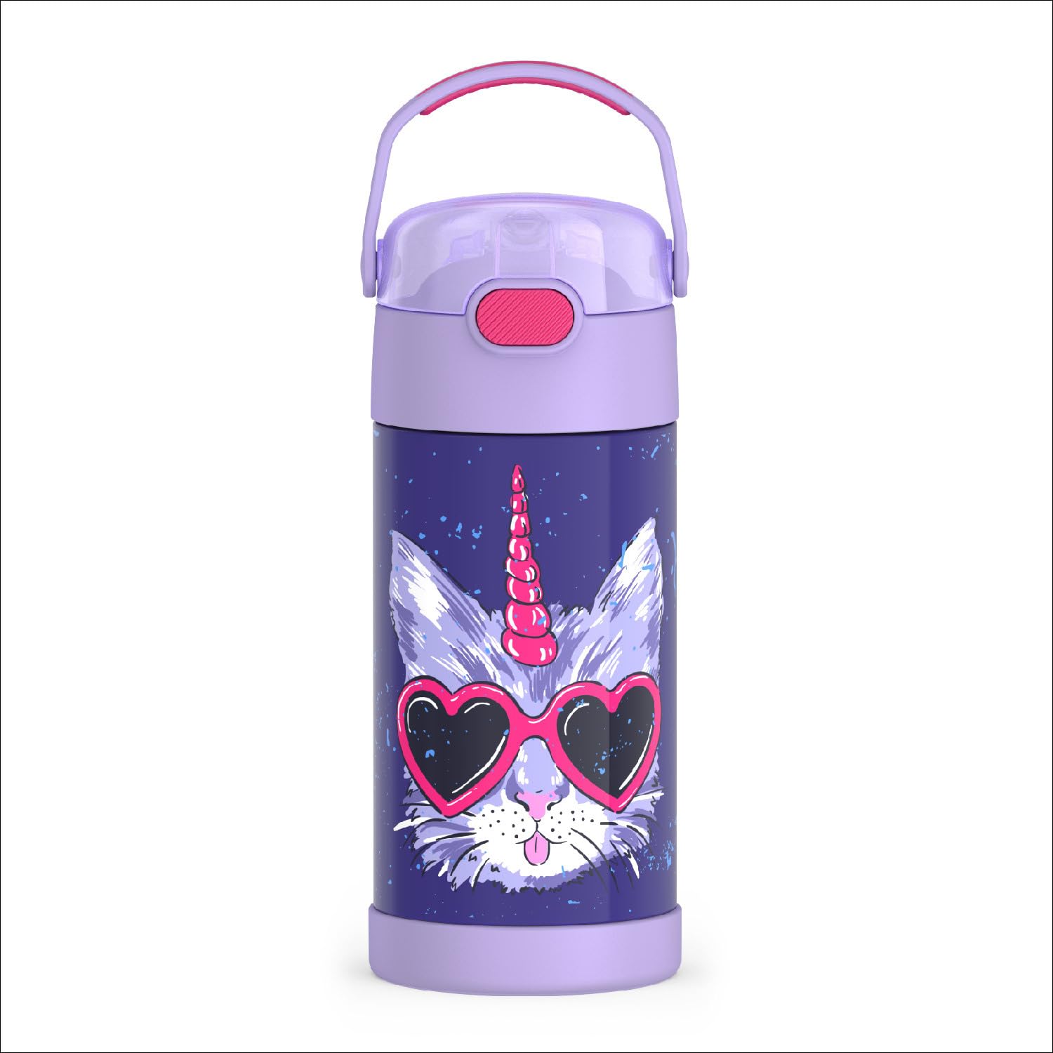 Photo 1 of THERMOS FUNTAINER Water Bottle with Straw - 12 Ounce - Kids Stainless Steel Vacuum Insulated Water Bottle with Lid, Cool Caticorns