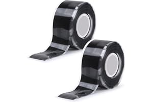 LifeisLuck Black Self Fusing Silicone Tape, 2 PCS 1" X 11.8 Ft Silicone Rubber Rescue Tape for Pipe Hose Repair Plumbers Stop