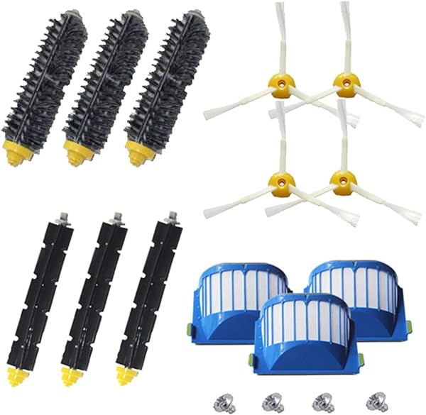 amyehouse Zubehör Kit von Borsten Bürsten und flexibel Schlägel Bürsten & 6-armed Seite Bürsten & Aero VAC FILTER für iRobot Roomba 600 Serie 620 630 650 660 Staubsauger Teile