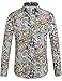 SSLR Men's Paisley Shirts Cotton Printed Button Down Long Sleeve Shirts for Men (X-Large, Blue Red)