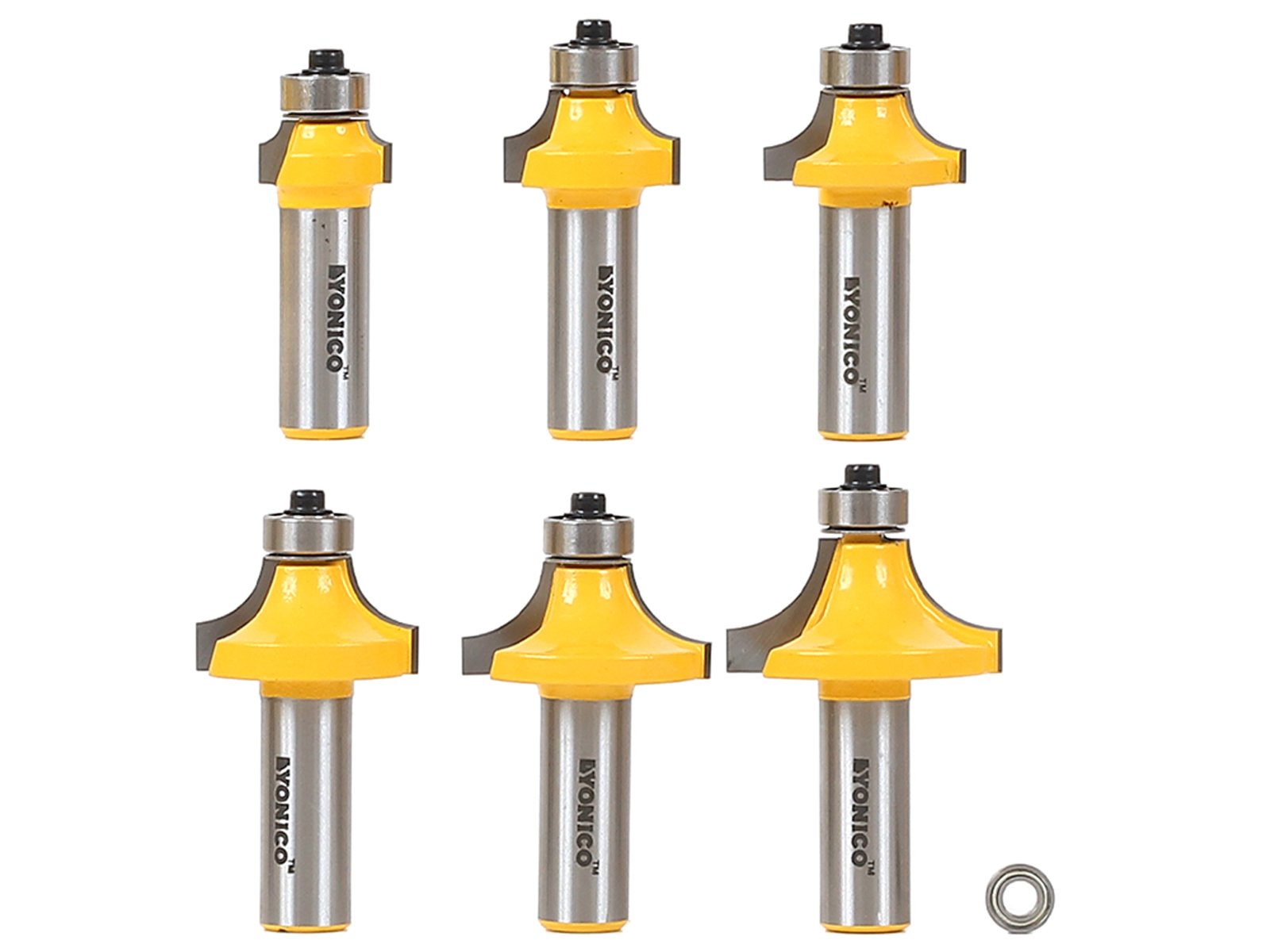 Yonico 13621 6 Bit Round Over Edge Forming Router Bit Set 1/2-Inch Shank โ image 1