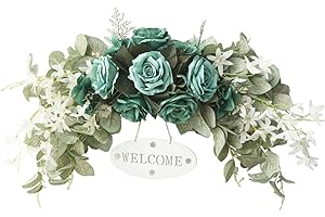 MOTUZP 29.5inch Floral Swag, Colorful Mixed Spring Floral Door Lintel Decorative Swag, for Wedding Arch Home Garden Decor (A8) Garden Decor (A8) Swag with Peony Flowers and Eucalyptus Leaves, Fr