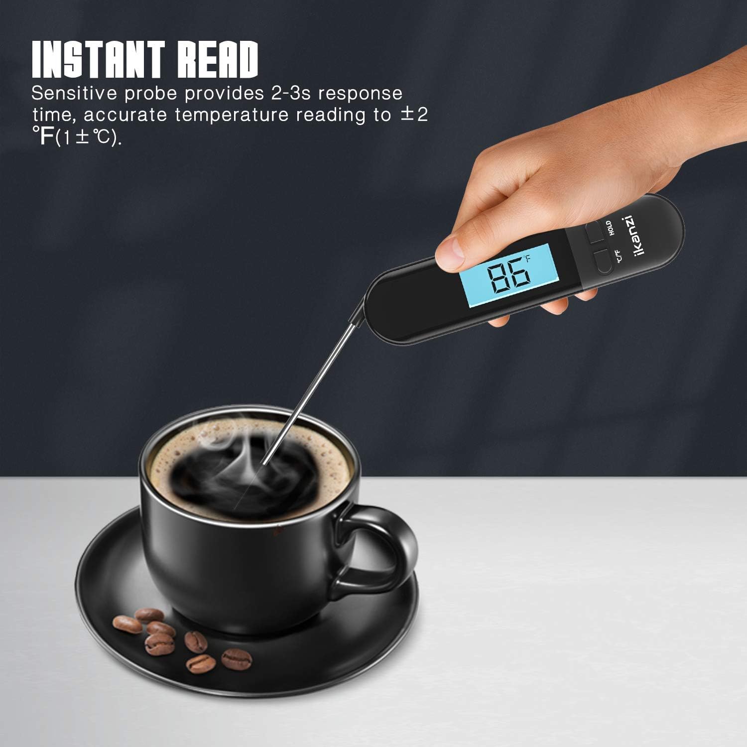 Meat Thermometer Food Thermometer Cooking Thermometer- Digital Instant Read Thermometer for Grilling/BBQ/Baking/Candy/Liquids/Oil Kitchen with Backlight LCD: Kitchen & Dining
