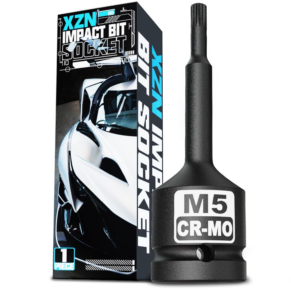 KIRXST Impact Triple Square Spline Bit Socket, 1/2" Drive M5 Spline Bit Socket, CR-MO Steel