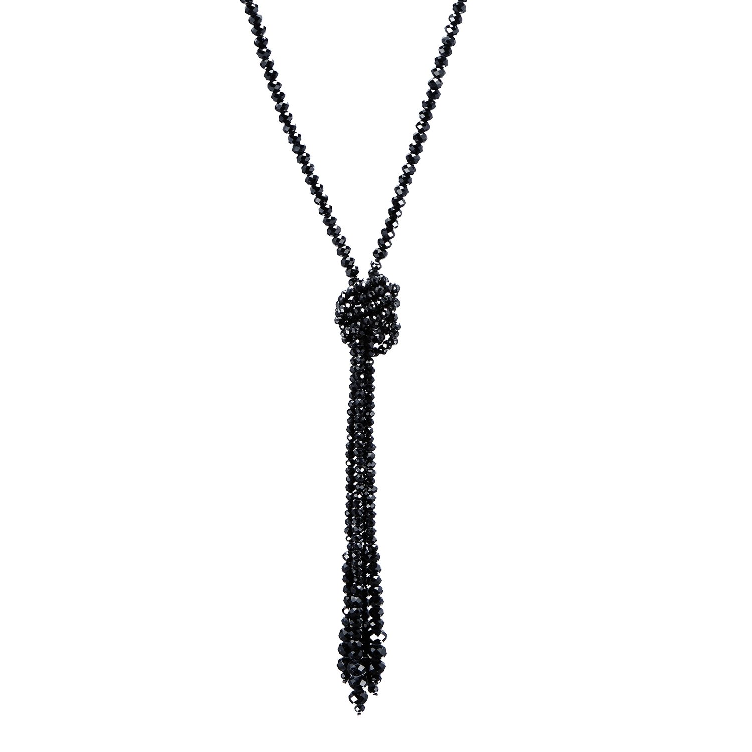 URBAN JEWELRY The 1920's Charleston Collection Vintage Style Charcoal Black Multitier Beaded Necklace for Women (70 cm)